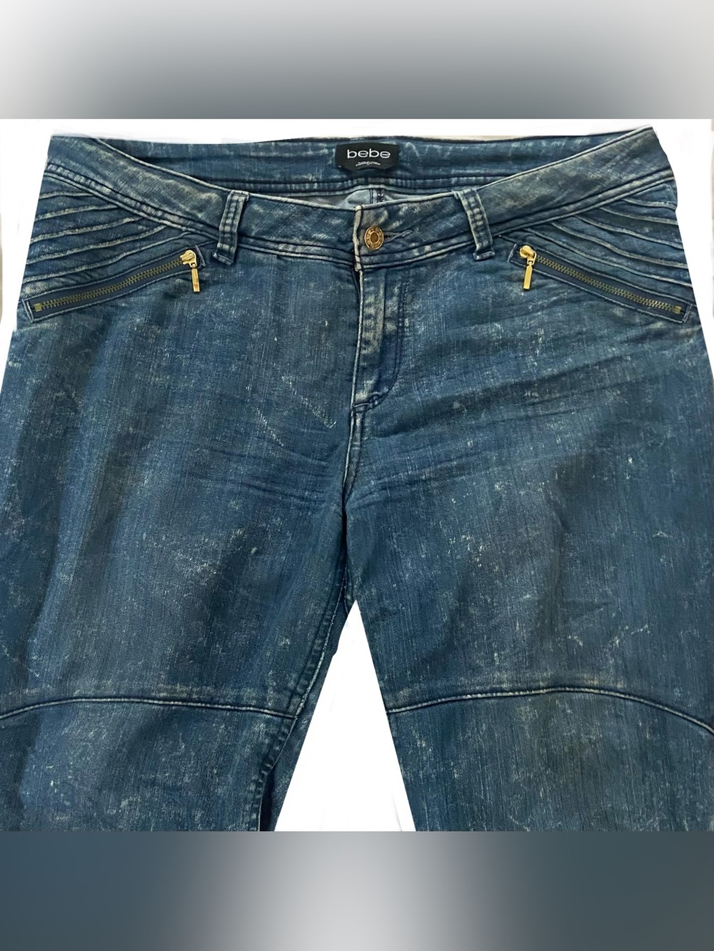 Bebe Moto Vintage Y2K Distressed Jeans
